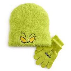 NWT Dr. Seuss The Grinch Fuzzy Hat & Gloves Set
